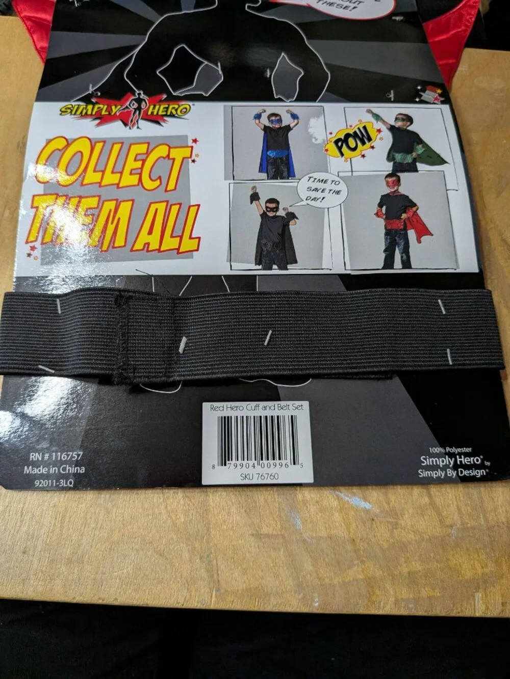 Kids Superhero Costume Set Red Hero Belt & Power Cuffs Ages 3-6 NIP 3 Pc